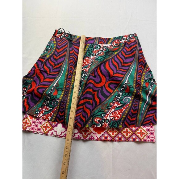 Anthropologie Odille Mini Skirt Womens Size 4 Multicolor Layered Paisley Floral - Picture 2 of 4